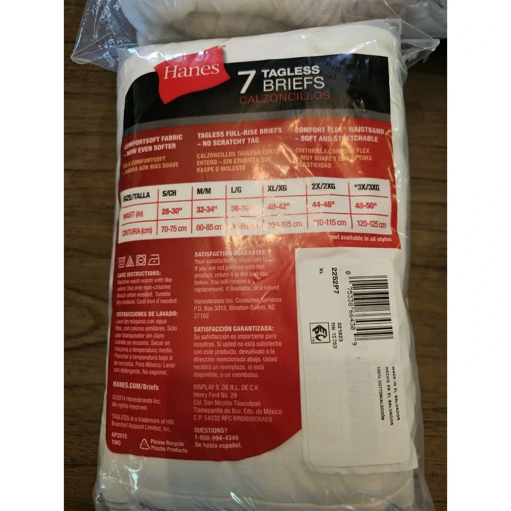 3- 7 Packs 2014 Hanes Men's White 100% Cotton Comfort Flex Briefs  Sz XL 40-42